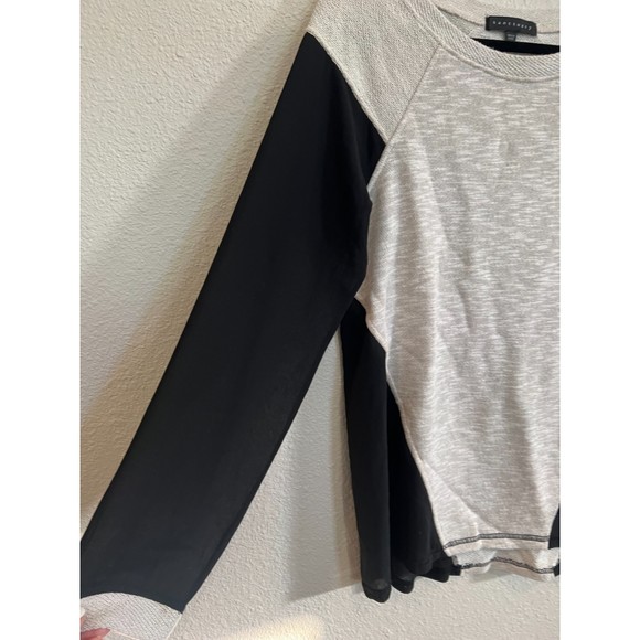 Sanctuary Varsity Sweatshirt Pullover Gray Crew Neck Sheer Sleeve Small - Picture 3 of 4